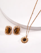 SENLORE Natural Tiger's Eye Earrings – Front View