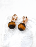 SENLORE Natural Tiger's Eye Earrings – Detail Close-up