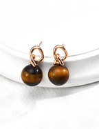 SENLORE Natural Tiger's Eye Earrings – Side View