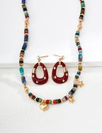 Vintage Pearl Zircon Red Enamel Earrings — 18K Gold Vermeil, cubic zirconia, natural freshwater pearl | SENLORE
