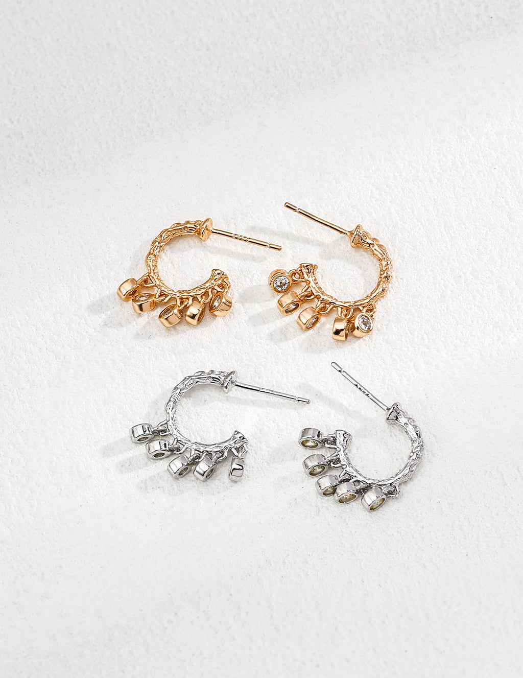Vintage Cubic Zirconia Drop Earrings — Sterling Silver, 18K Gold Vermeil, cubic zirconia | SENLORE