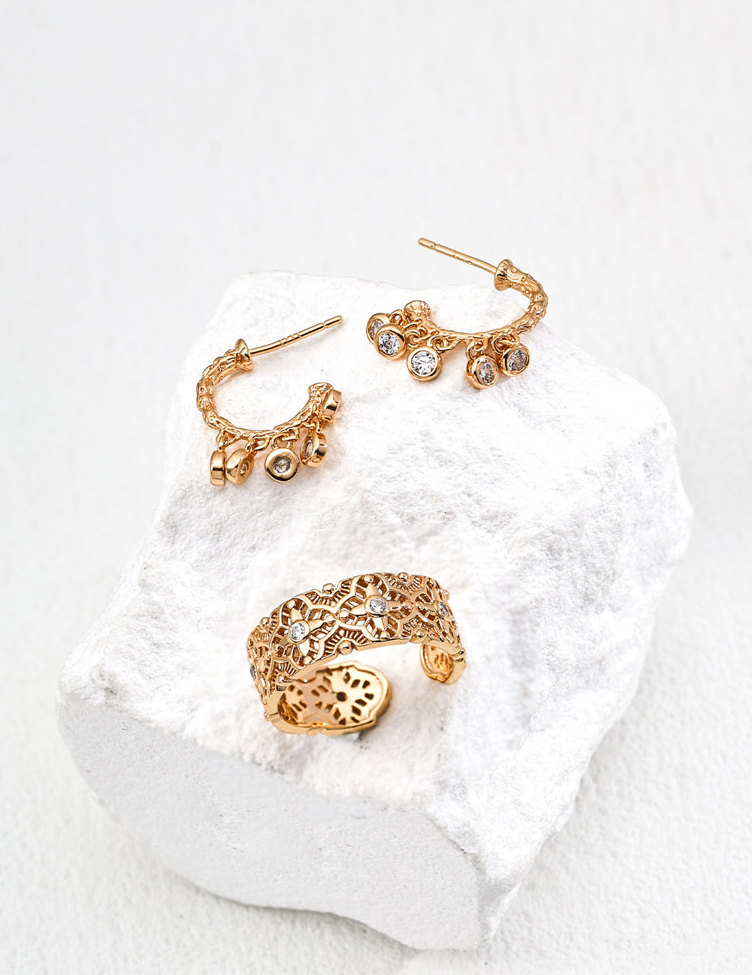 Vintage Cubic Zirconia Drop Earrings — Sterling Silver, 18K Gold Vermeil, cubic zirconia | SENLORE