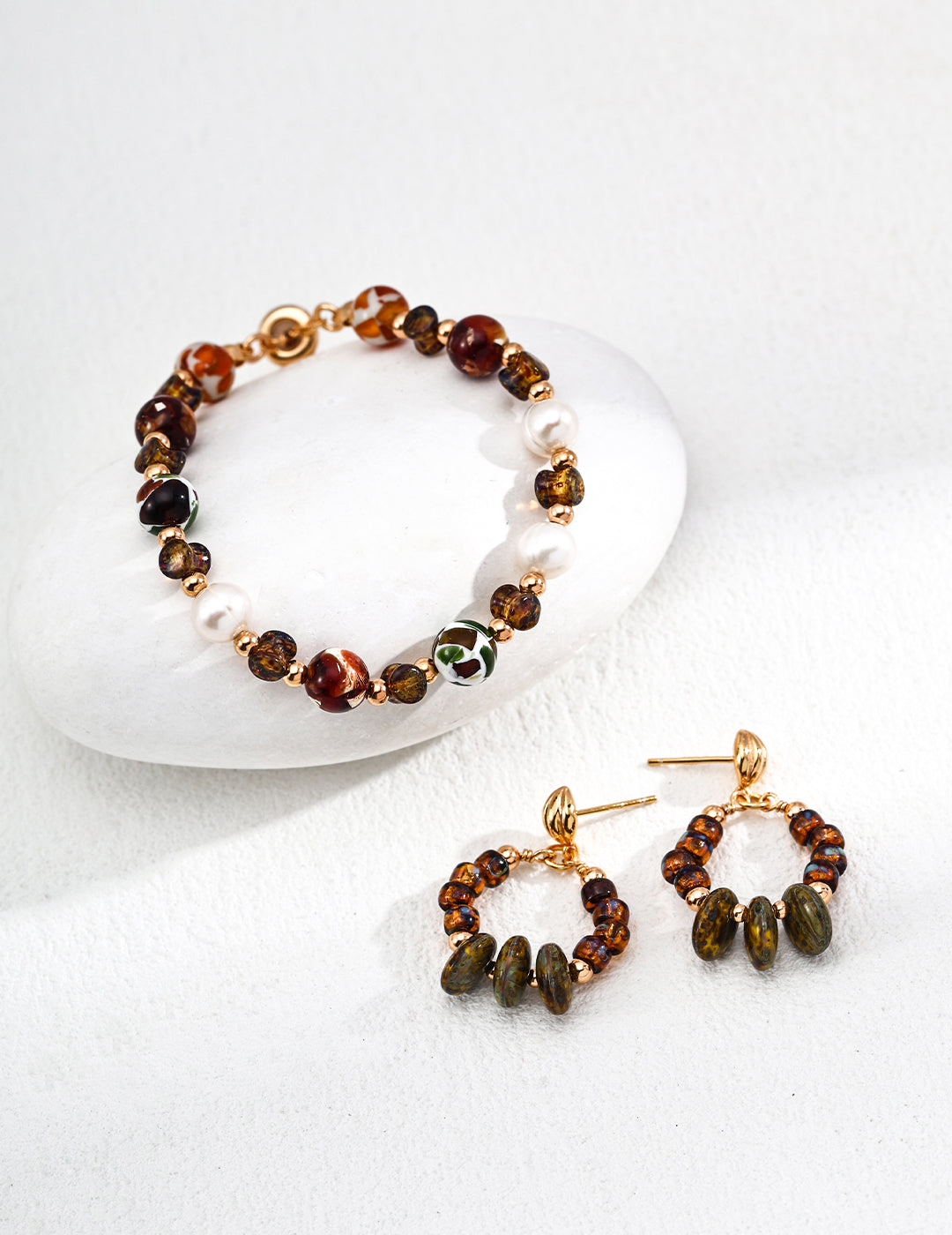 Iridescent Glass Bead Earrings — 18K Gold Vermeil, agate, glass | SENLORE