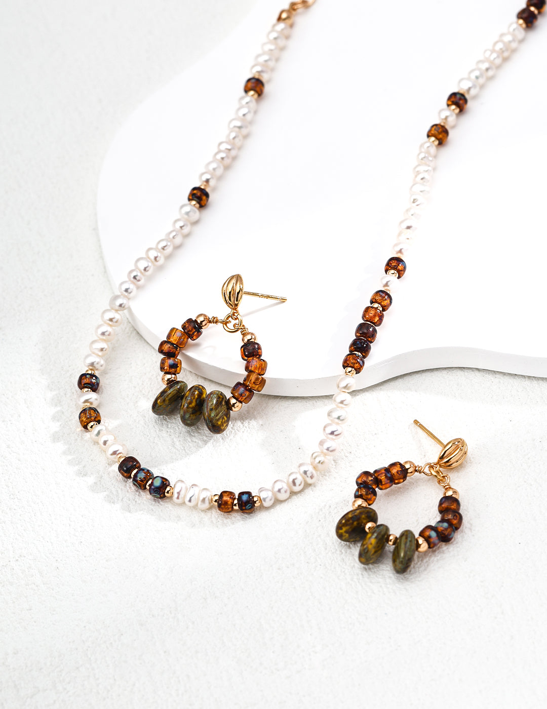 Iridescent Glass Bead Earrings — 18K Gold Vermeil, agate, glass | SENLORE