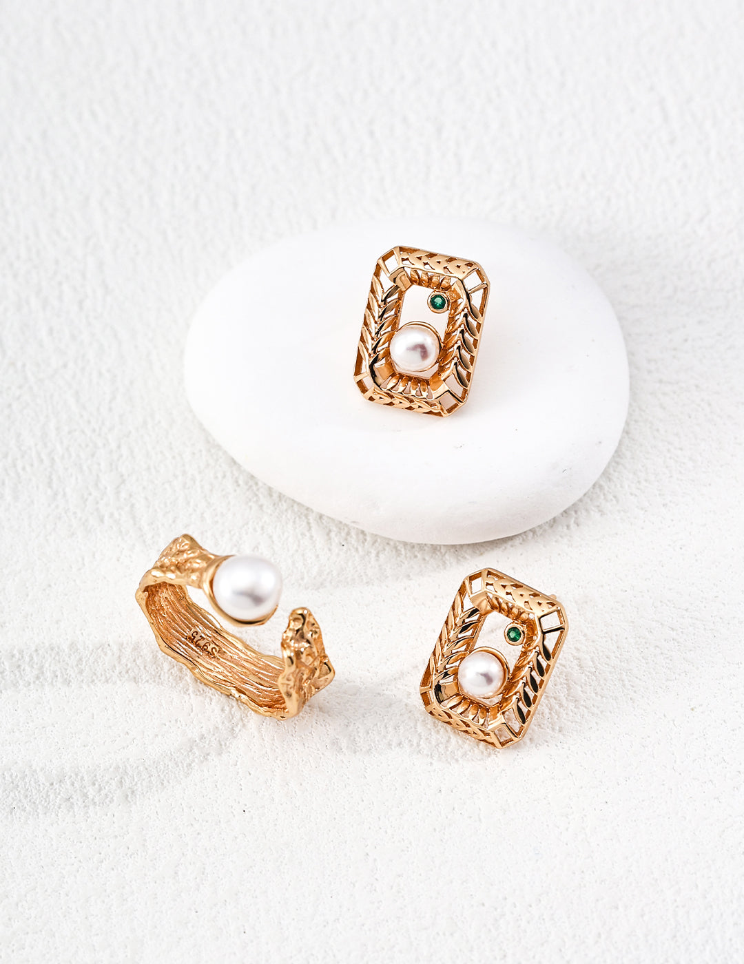Vintage Grain Pearl Earrings — 18K Gold Vermeil, natural freshwater pearl, cubic zirconia | SENLORE