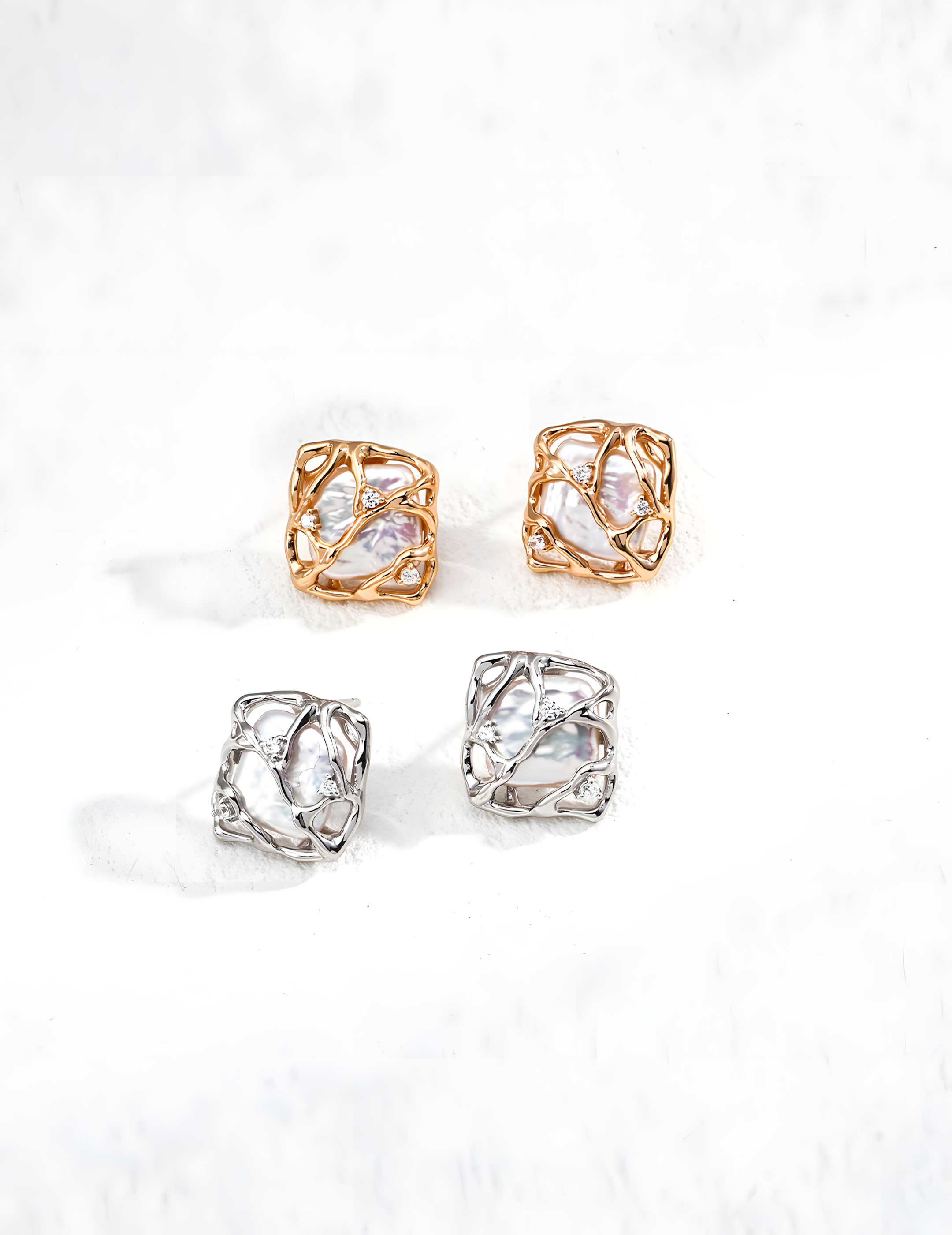 SENLORE Unique Design Pearl Earrings – Front View