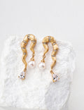 Hand-Brushed Pearl Zircon Earrings — 18K Gold Vermeil, natural freshwater pearl, cubic zirconia | SENLORE
