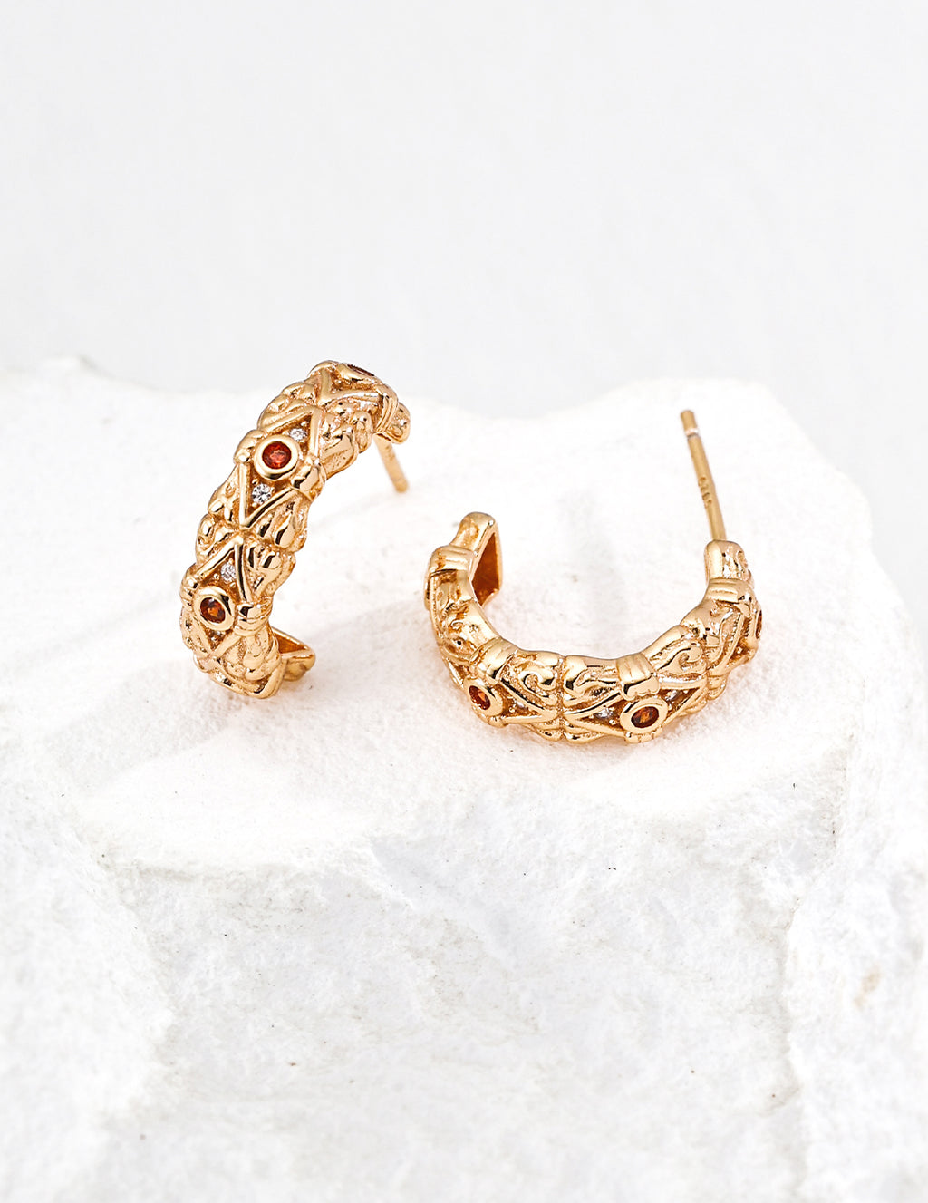 Vintage Rock Zircon Earrings — Sterling Silver, 18K Gold Vermeil, cubic zirconia | SENLORE