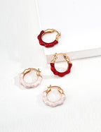 Simple Red Enamel Earrings — 18K Gold Vermeil | SENLORE