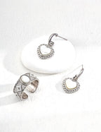 White Mother-of-Pearl Heart Earrings — Sterling Silver, 18K Gold Vermeil, mother-of-pearl | SENLORE