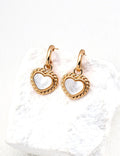 White Mother-of-Pearl Heart Earrings — Sterling Silver, 18K Gold Vermeil, mother-of-pearl | SENLORE