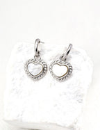 White Mother-of-Pearl Heart Earrings — Sterling Silver, 18K Gold Vermeil, mother-of-pearl | SENLORE