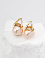 Round Pearl Earrings — 18K Gold Vermeil, natural freshwater pearl | SENLORE