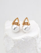 Round Pearl Earrings — 18K Gold Vermeil, natural freshwater pearl | SENLORE