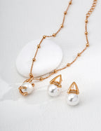 Round Pearl Earrings — 18K Gold Vermeil, natural freshwater pearl | SENLORE