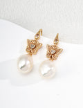 Butterfly Pearl Earrings — Sterling Silver, 18K Gold Vermeil, natural freshwater pearl, cubic zirconia | SENLORE