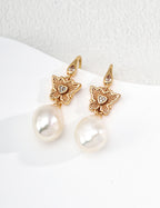 Butterfly Pearl Earrings — Sterling Silver, 18K Gold Vermeil, natural freshwater pearl, cubic zirconia | SENLORE