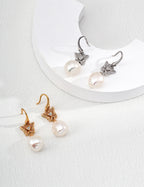 Butterfly Pearl Earrings — Sterling Silver, 18K Gold Vermeil, natural freshwater pearl, cubic zirconia | SENLORE