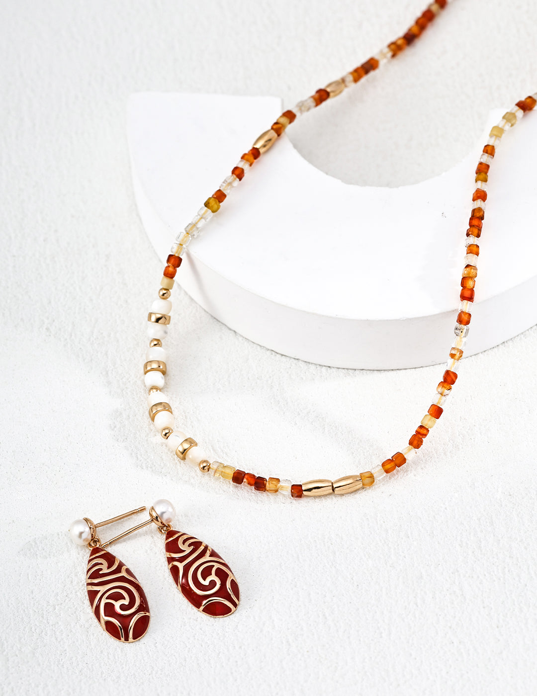 Red Enamel Floral Earrings — 18K Gold Vermeil | SENLORE