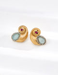 Green Crystal Nautilus Earrings — 18K Gold Vermeil, cubic zirconia, green quartz | SENLORE
