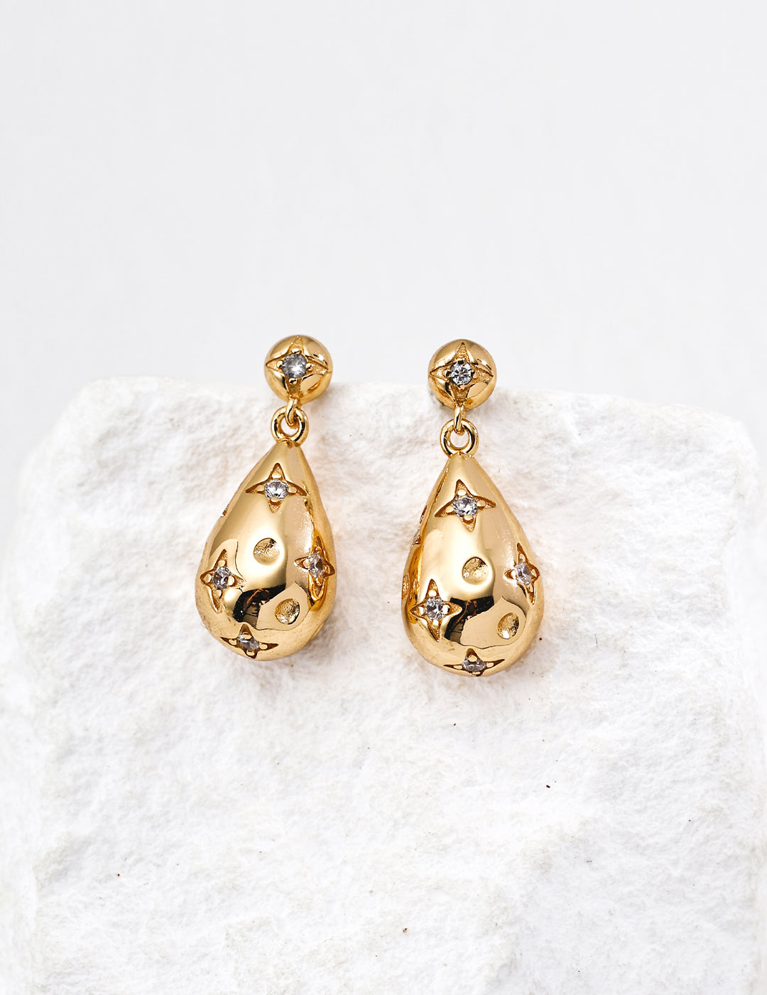 Starlight Teardrop Earrings — Sterling Silver, 18K Gold Vermeil, cubic zirconia | SENLORE