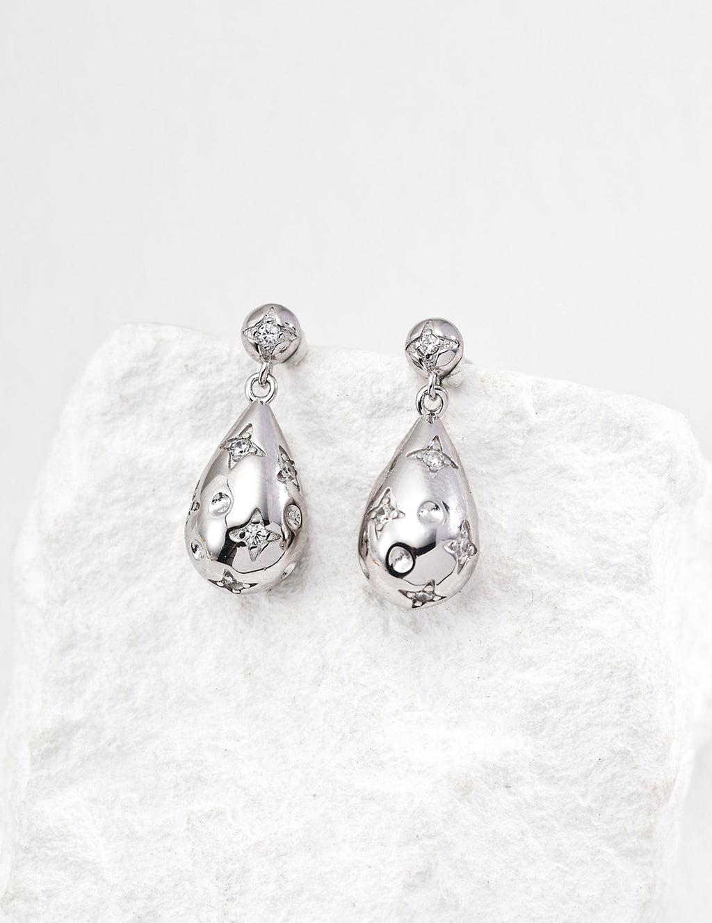 Starlight Teardrop Earrings — Sterling Silver, 18K Gold Vermeil, cubic zirconia | SENLORE