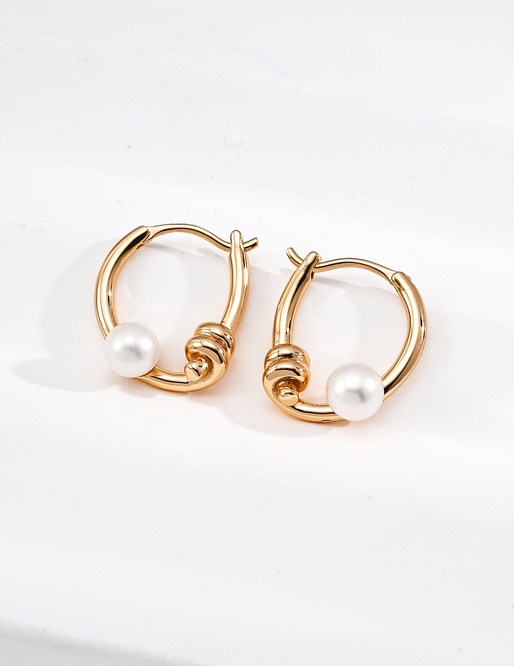 Line Pearl Earrings — Sterling Silver, 18K Gold Vermeil, natural freshwater pearl | SENLORE