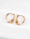 Line Pearl Earrings — Sterling Silver, 18K Gold Vermeil, natural freshwater pearl | SENLORE