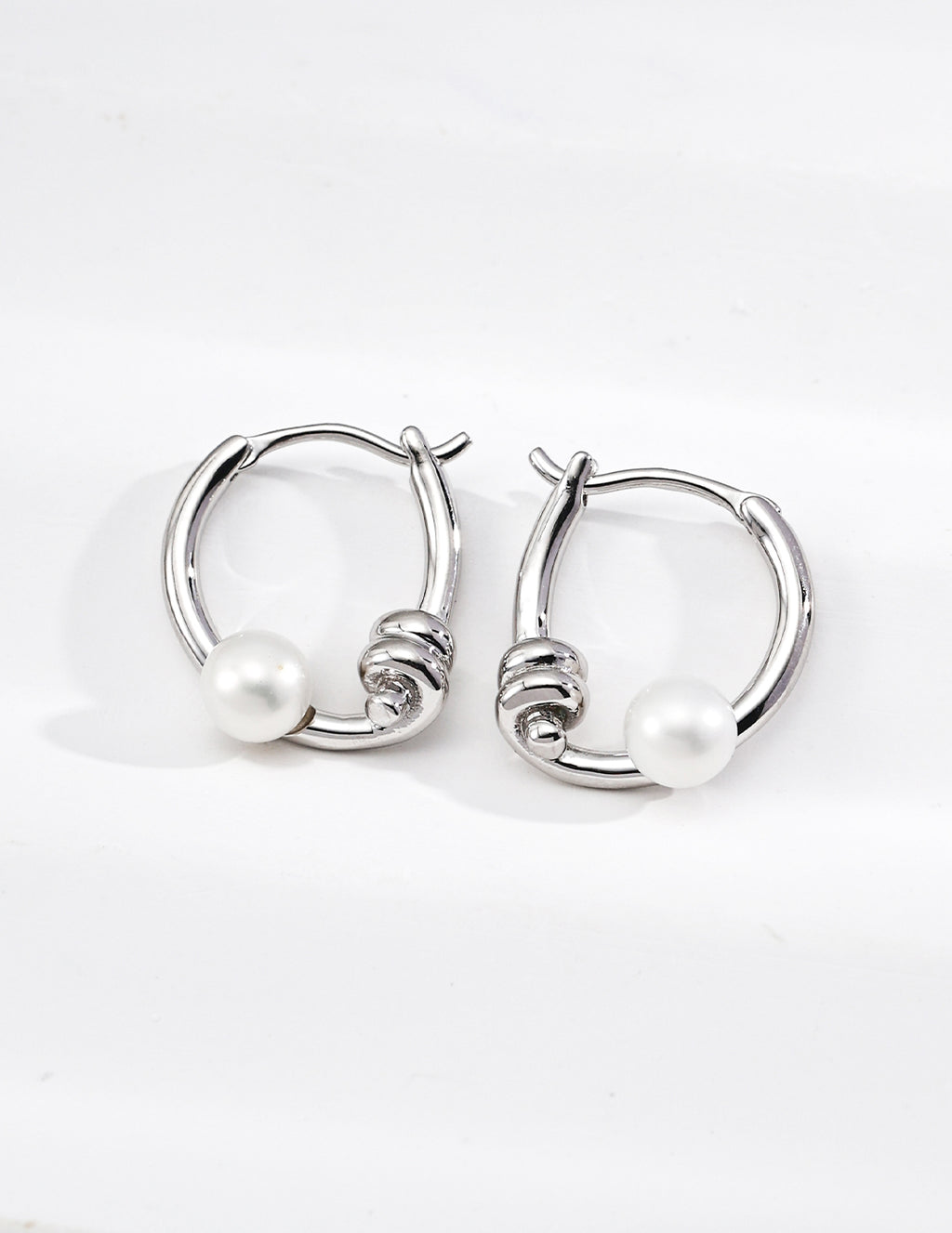 Line Pearl Earrings — Sterling Silver, 18K Gold Vermeil, natural freshwater pearl | SENLORE