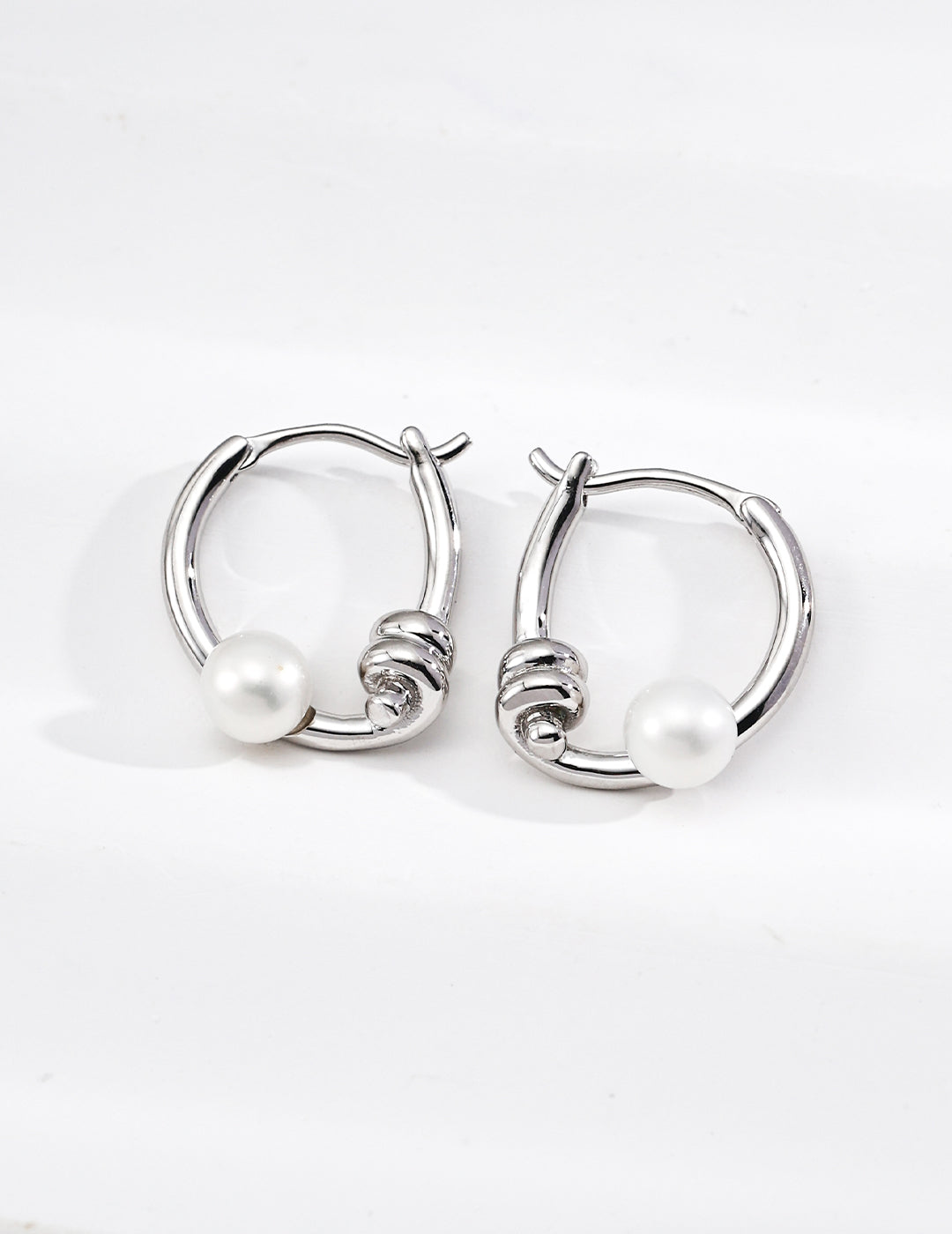 Line Pearl Earrings — Sterling Silver, 18K Gold Vermeil, natural freshwater pearl | SENLORE