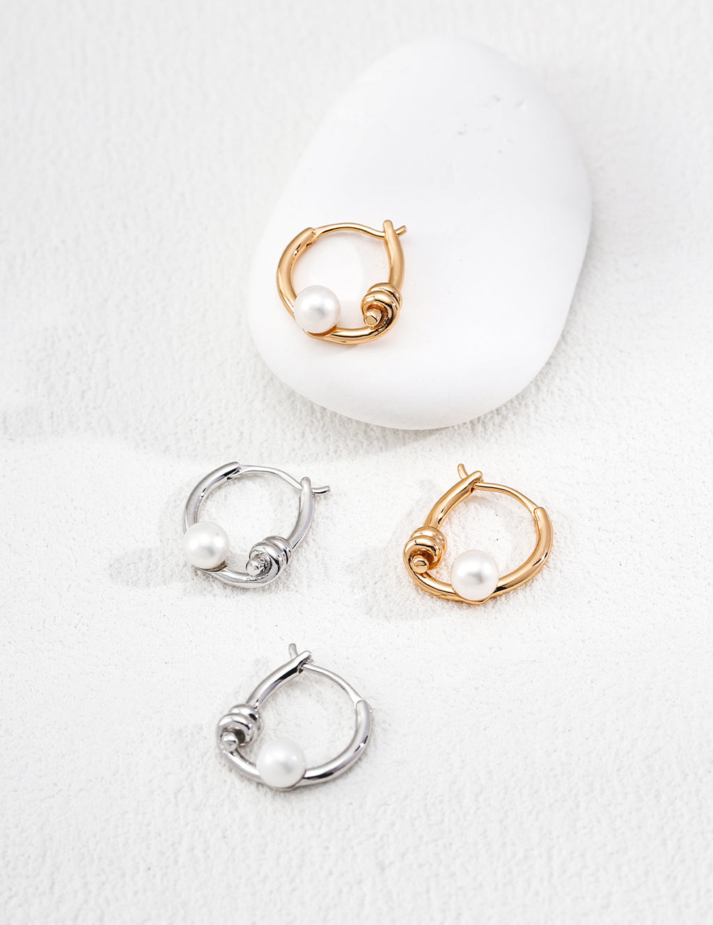 Line Pearl Earrings — Sterling Silver, 18K Gold Vermeil, natural freshwater pearl | SENLORE