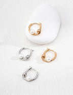 Line Pearl Earrings — Sterling Silver, 18K Gold Vermeil, natural freshwater pearl | SENLORE