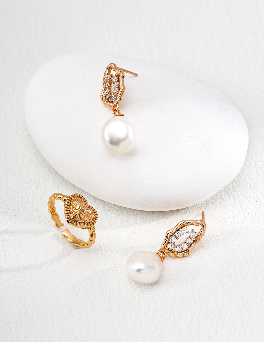 Pearl Zircon Earrings — 18K Gold Vermeil, natural freshwater pearl, cubic zirconia | SENLORE