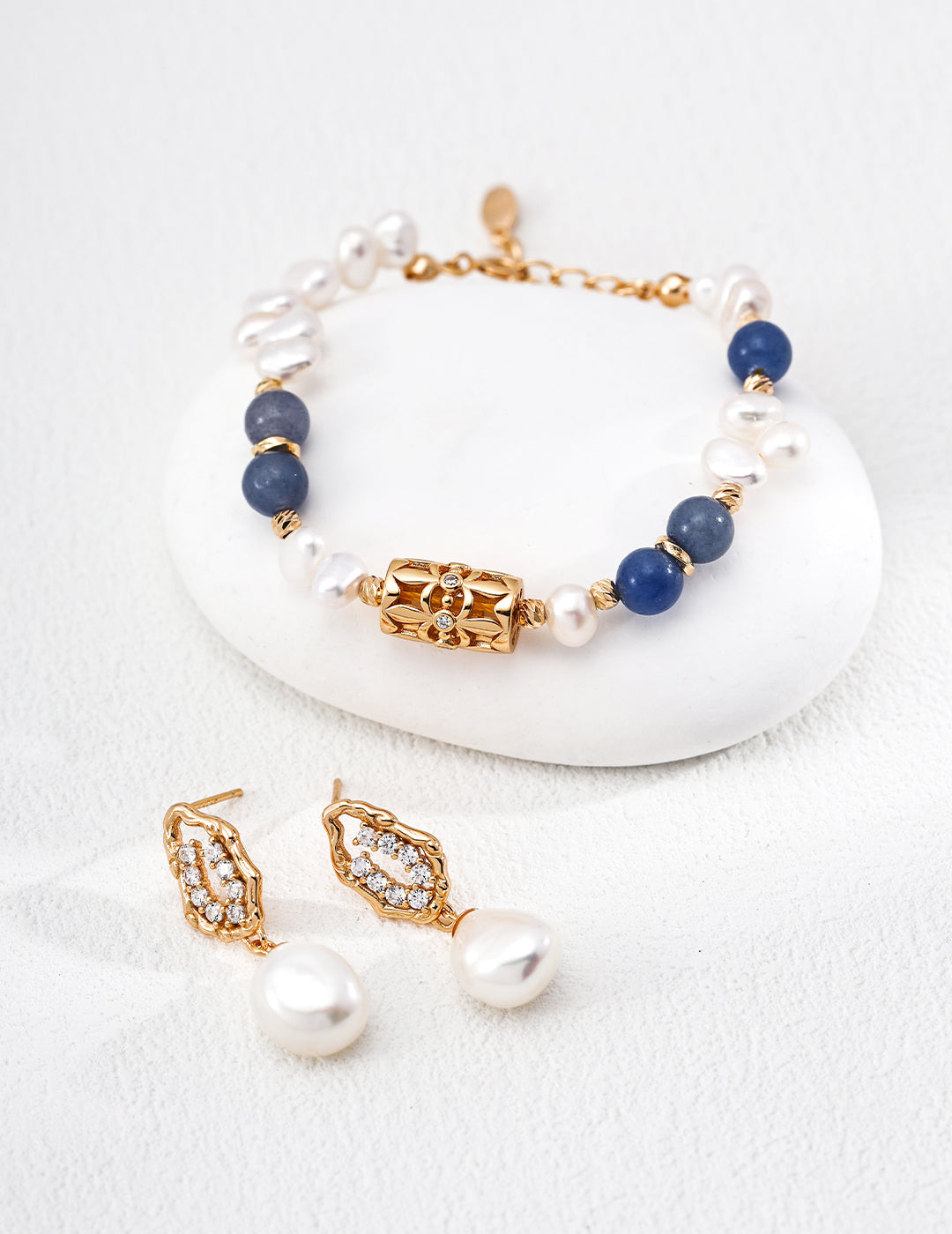 Pearl Zircon Earrings — 18K Gold Vermeil, natural freshwater pearl, cubic zirconia | SENLORE