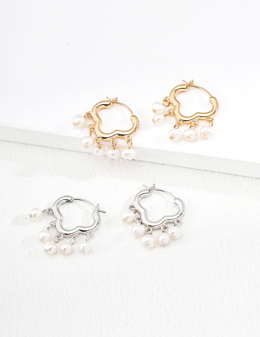 Peace Lock Pearl Earrings — Sterling Silver, 18K Gold Vermeil, natural freshwater pearl | SENLORE