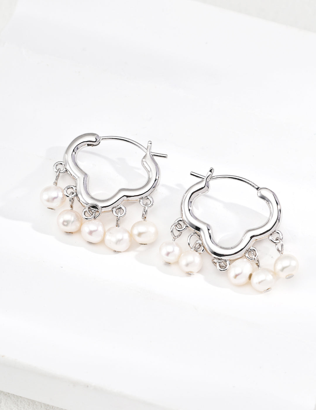 Peace Lock Pearl Earrings — Sterling Silver, 18K Gold Vermeil, natural freshwater pearl | SENLORE