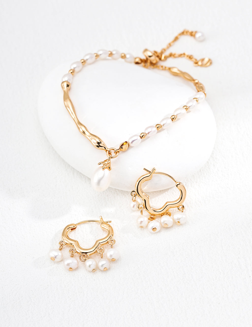 Peace Lock Pearl Earrings — Sterling Silver, 18K Gold Vermeil, natural freshwater pearl | SENLORE