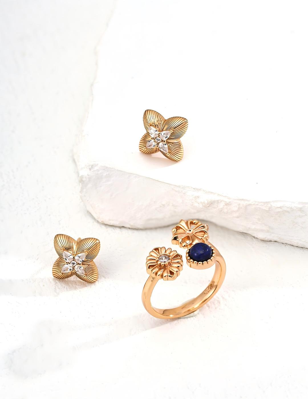 Classic Four-Leaf Clover Zircon Ring — Sterling Silver, 18K Gold Vermeil, cubic zirconia | SENLORE