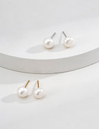 SENLORE Minimalist Natural Pearl Earrings – Front View