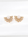 Court Floral Pearl Zircon Earrings — Sterling Silver, 18K Gold Vermeil, natural freshwater pearl, cubic zirconia | SENLORE