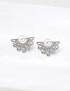 Court Floral Pearl Zircon Earrings — Sterling Silver, 18K Gold Vermeil, natural freshwater pearl, cubic zirconia | SENLORE