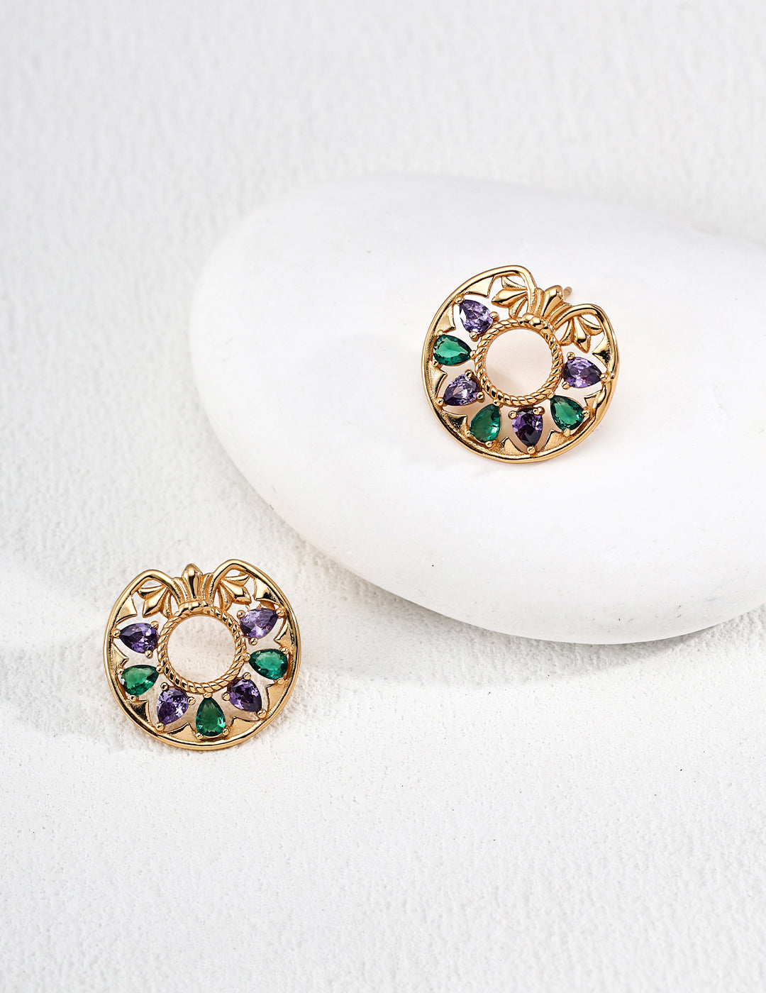 Monet Garden Zircon Earrings — 18K Gold Vermeil, cubic zirconia | SENLORE