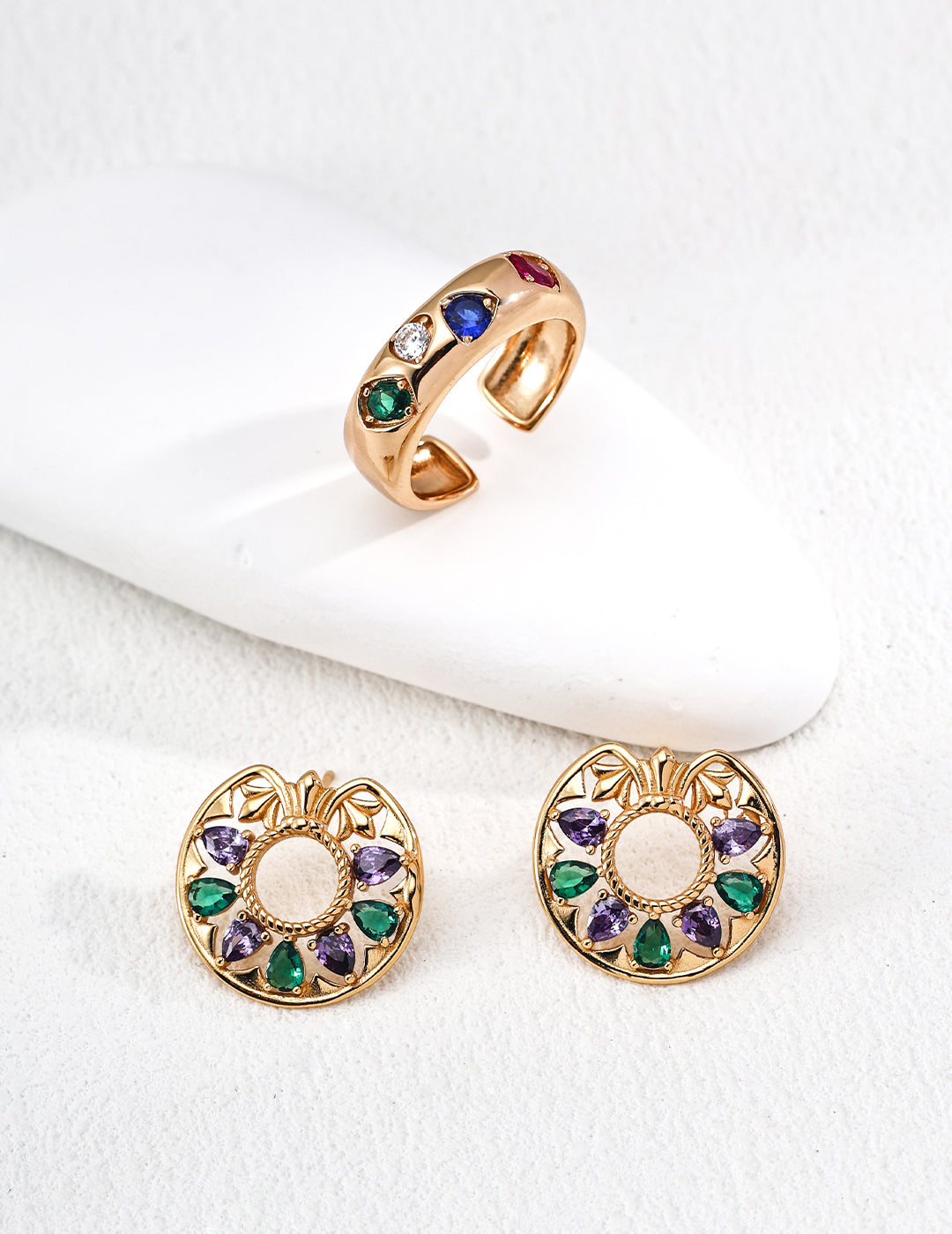 Monet Garden Zircon Earrings — 18K Gold Vermeil, cubic zirconia | SENLORE