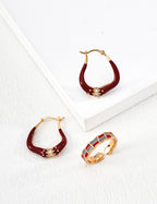 SENLORE Minimalist Dainty Red Enamel Earrings – Front View