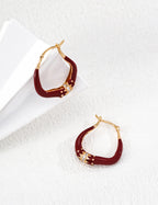 SENLORE Minimalist Dainty Red Enamel Earrings – Side View