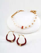 SENLORE Minimalist Dainty Red Enamel Earrings – Lifestyle Shot