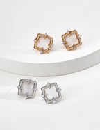 SENLORE Vintage Mother-of-Pearl Zircon Earrings – Front View