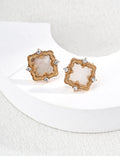 SENLORE Vintage Mother-of-Pearl Zircon Earrings – Detail Close-up