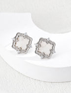 SENLORE Vintage Mother-of-Pearl Zircon Earrings – Side View