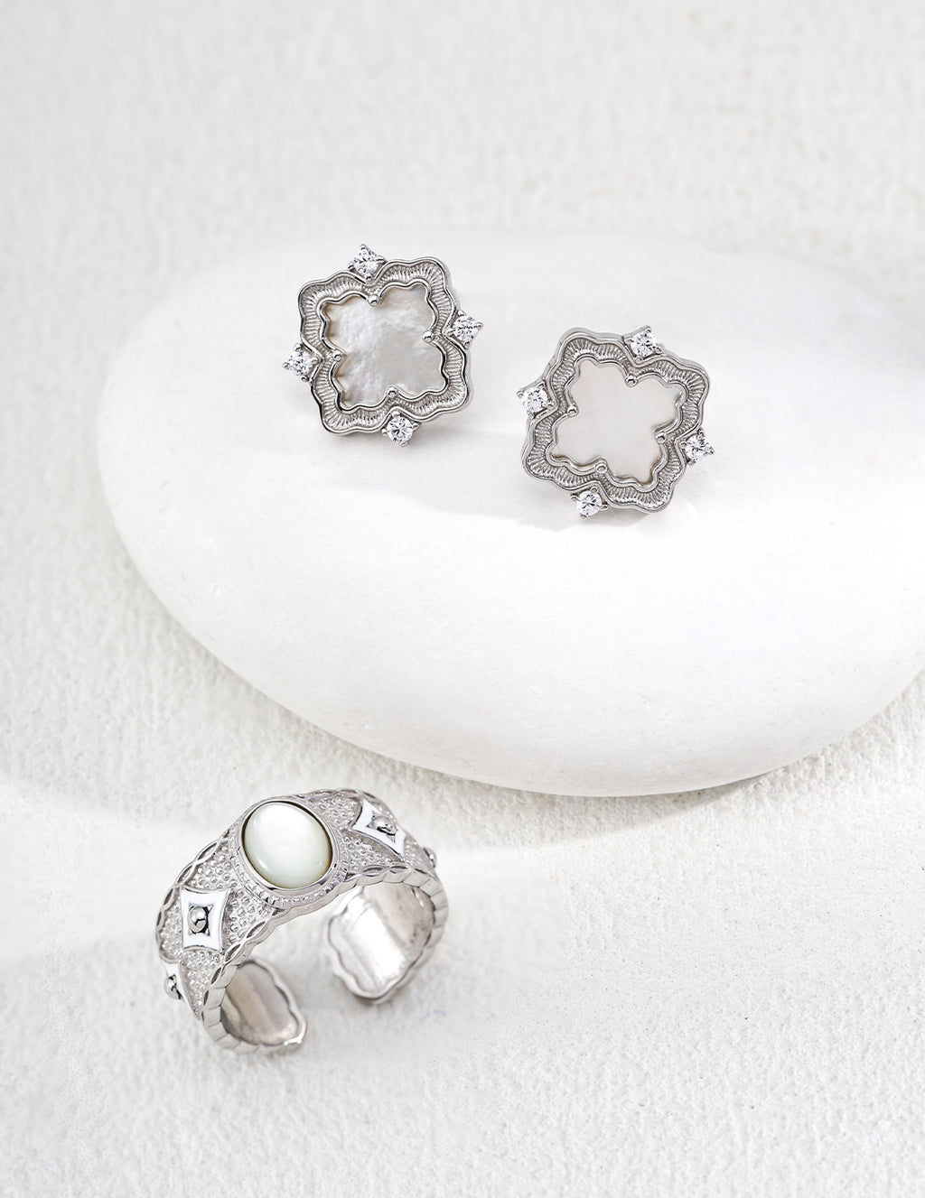 SENLORE Vintage Mother-of-Pearl Zircon Earrings – Lifestyle Shot